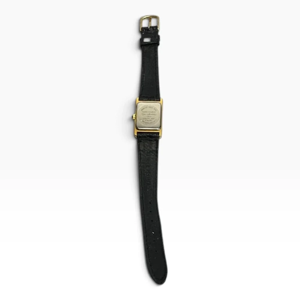 Vintage Lyna Marketing Texas Watch Gold Tone Black Leather Croc